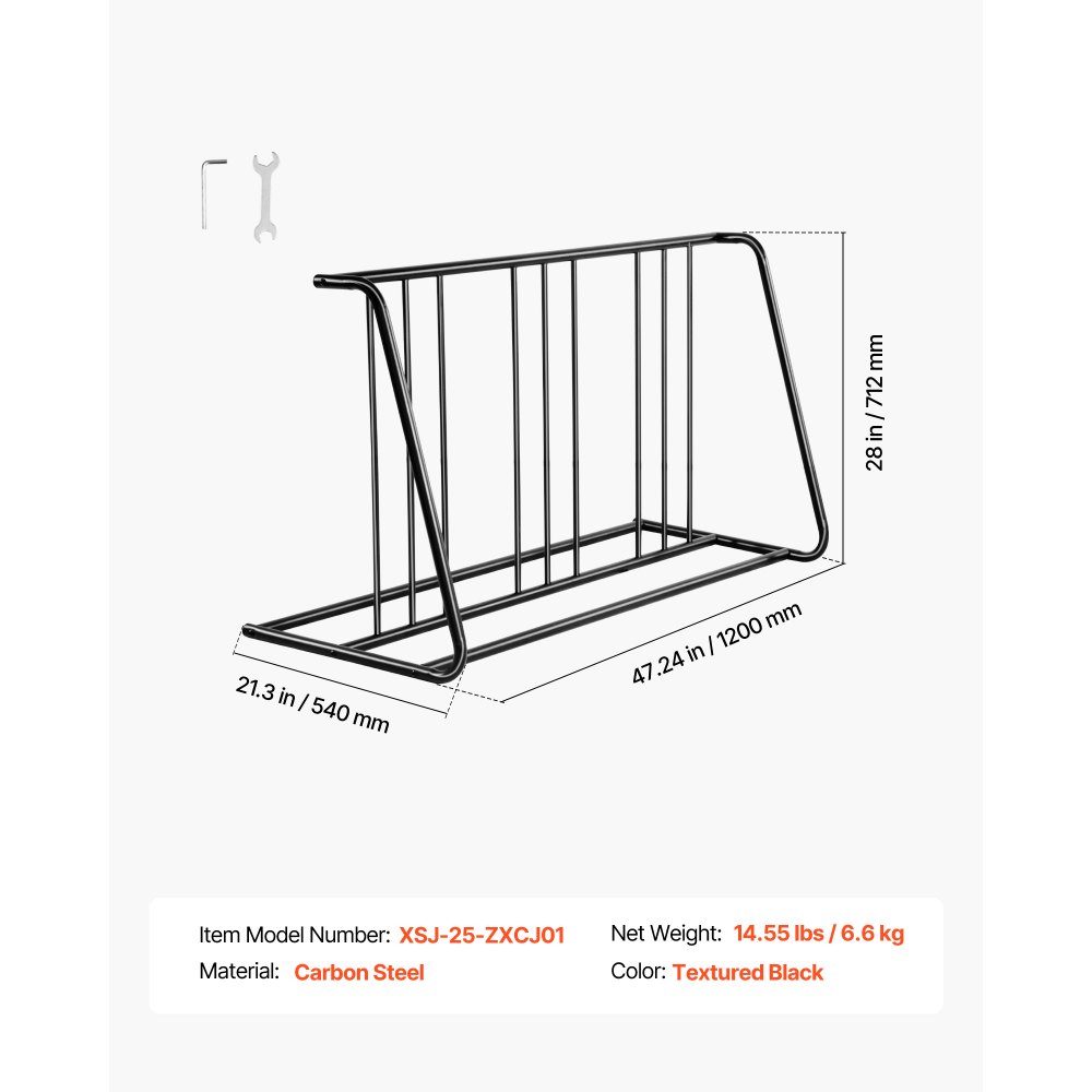 Porte-vélos pour 6 vélos, support de vélo autoportant compatible avec les pneus de 76,2 mm, porte-vélos double face en acier au carbone pour allées, garages et utilisation en intérieur