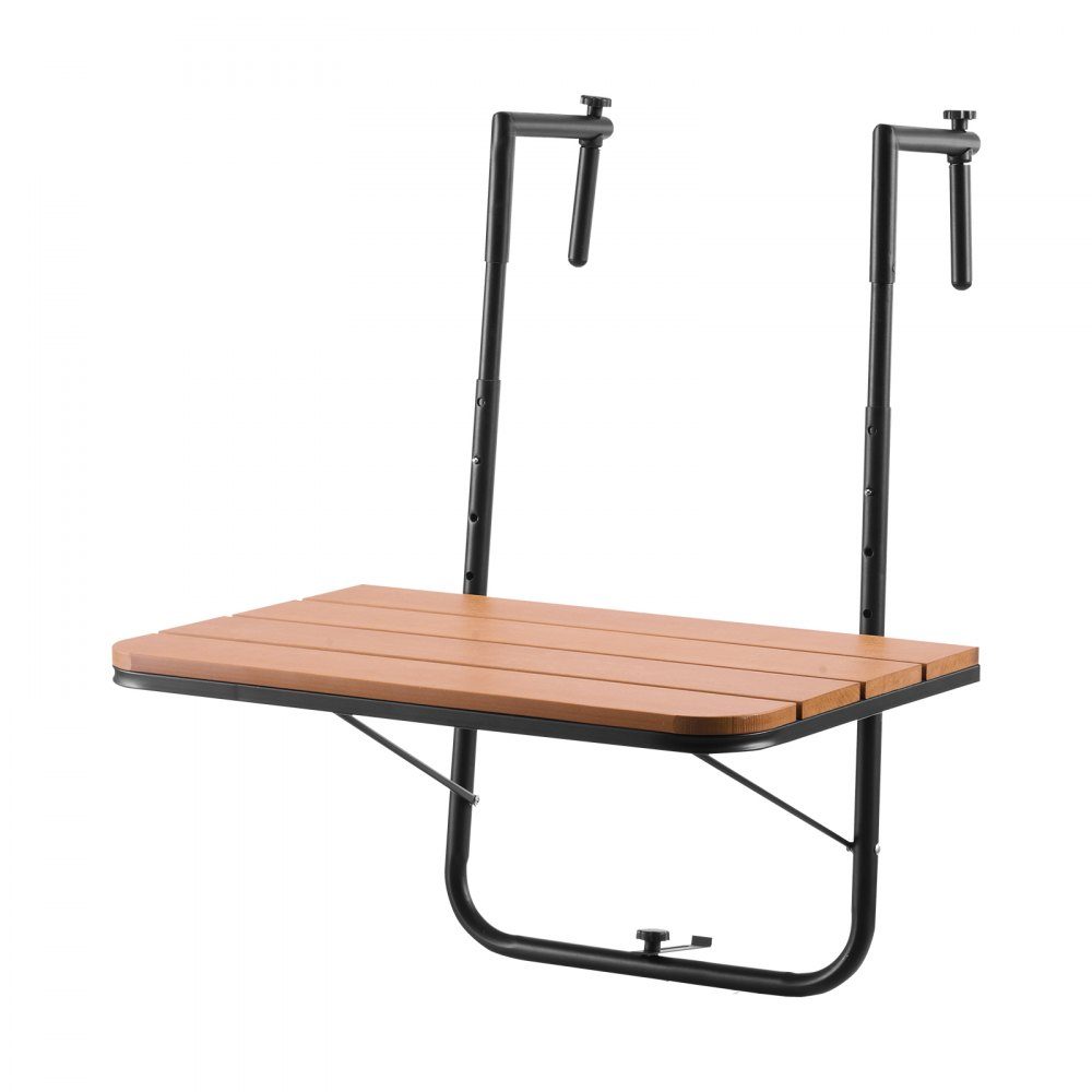 Balkontisch, 595 x 400 mm, klappbarer Balkon-Hängetisch, Klapptisch für Außengeländer, 4 Ebenen verstellbar, passend für Geländer von 2,54 bis 21 cm, Serviertisch für Terrasse und Deck