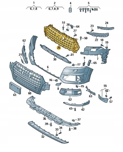 Original Audi Q7 grill closure element FASTENING SUPPORT 4M0807233C