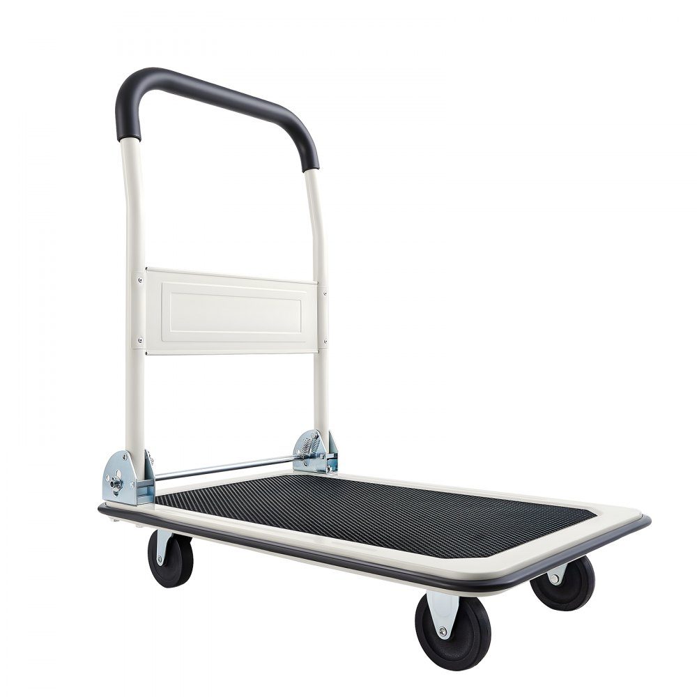 Folding platform trolley 150 kg, transport trolley with swivel castor, hand trolley loading area with anti-slip coating, transport aid for easy storage, 735x480x825 mm trolley