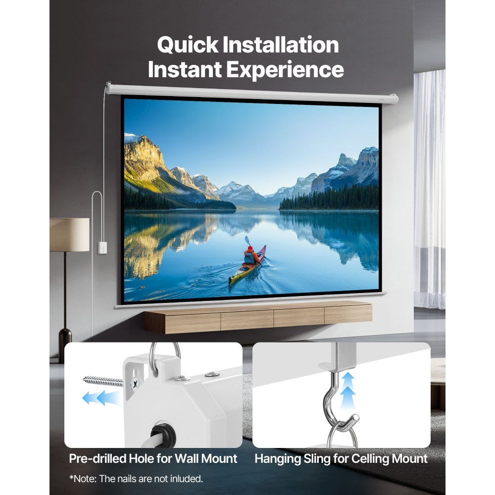 Motorized Projection Screen Projector Screen 120 Inch 4:3 4K 1080 HD Projection Display Projector with Remote Control Automatic Movie Screen Portable Rolling Screen Home Theater Home Office