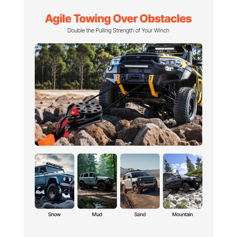 30T winch pulley, pulley system, forestry winch, lifting pulley, rope pulley, off-road recovery accessories for towing and recovery on trucks, tractors, ATVs and UTVs