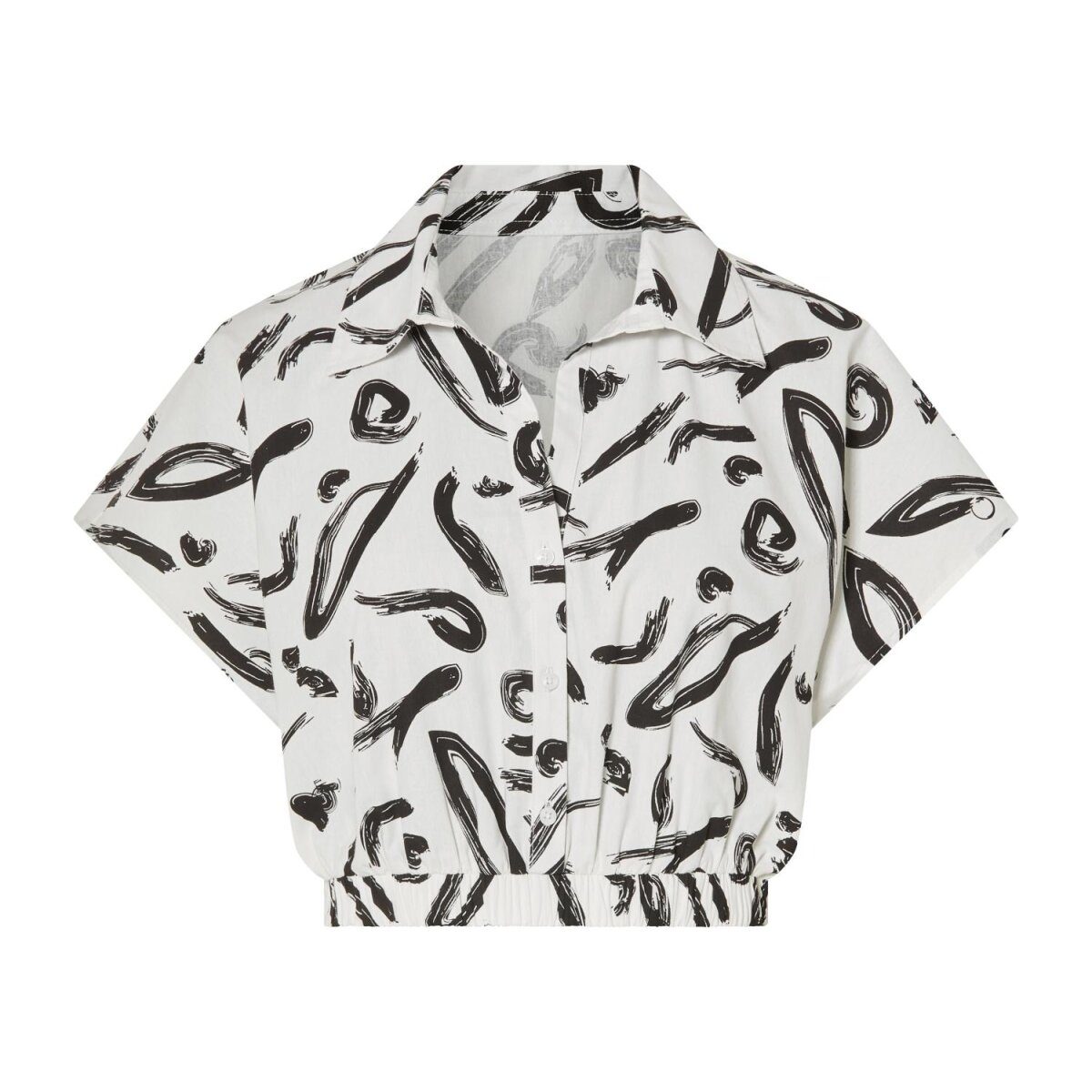 esmara® women's blouse, short sleeves, S, pattern/black/white