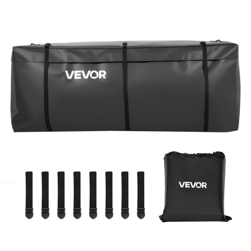 Bagagerektas voor trekhaak van waterdicht 840D PVC (0,566 m³), ​​bagagetas voor opslag achterin vrachtwagens met 8 versterkte riemen voor auto's SUV's zwart