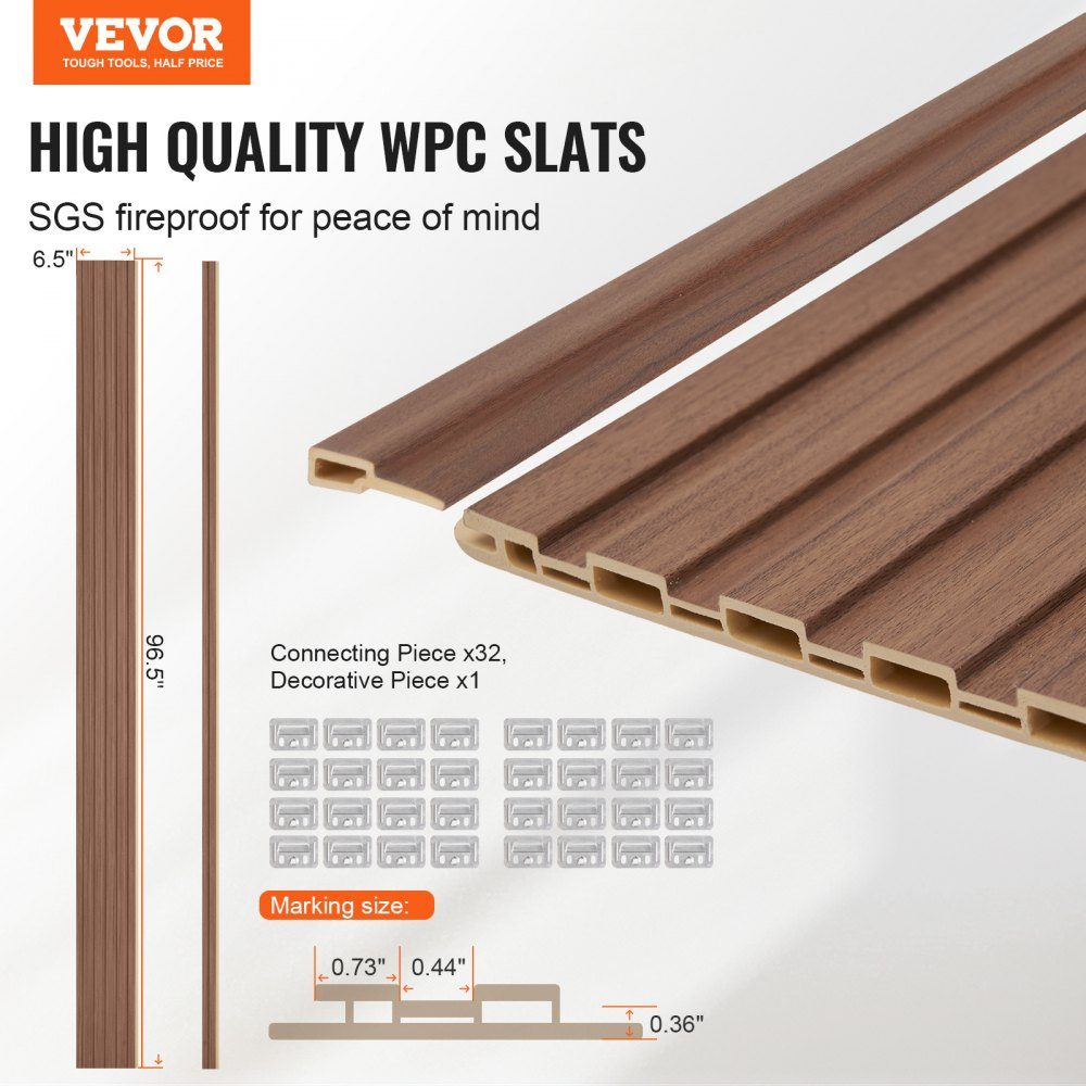 Akustikplatten, Set mit 8 Akustikplatten, 2450 x 166 mm, WPC-Akzent-Wandpaneele aus Holz für moderne Innenwände, Kunstholz-Wandpaneele für stilvolles Dekor und Geräuschreduzierung, graue Eiche