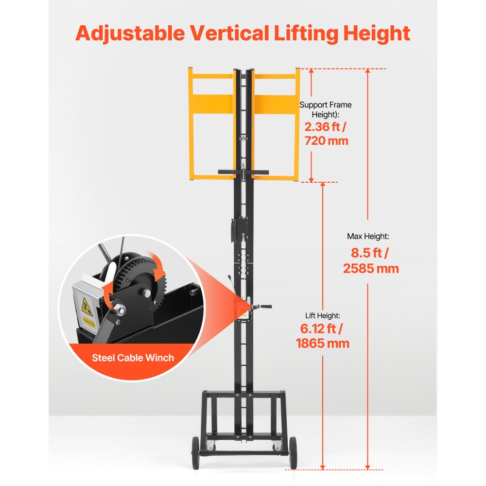 Trockenbaulift, 68 kg Plattenheber für Decken- und Wandmontage, Trockenbau für eine Person, 1219 x 4878 mm max. Vertikaler Plattenheber mit Rädern, einfacher Transport (Gelb) Trockenbaulift, 68 kg Plattenheber für Decken- und Wandmontage, Trockenbau für eine Person, 1219 x 4878 mm max. Vertikaler Plattenheber mit Rädern, einfacher Transport (Gelb)