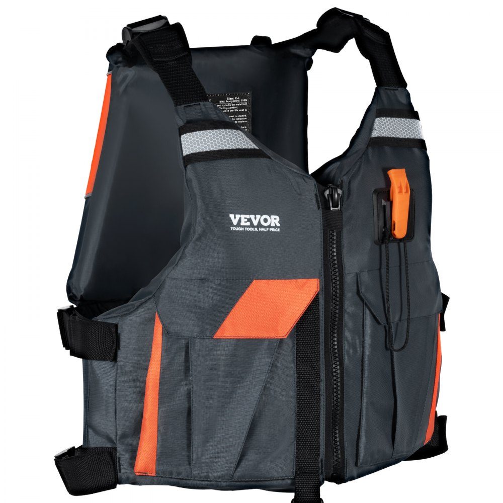 Water Sports Life Jacket PFD 110N Buoyancy Vest Waterproof Nylon Life Jacket for Water Activities Fishing Kayaking Surfing Boating Men Women XL