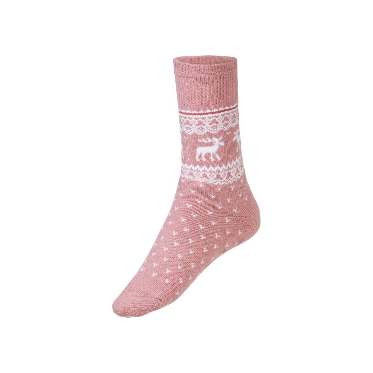 esmara® women's thermal socks, 2 pairs, soft and warming (pink motif/light gray melange, 35-38)