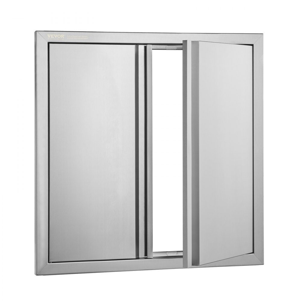 Grilltoegangsdeur 610x610mm Dubbele buitenkeukendeur Inbouw roestvrijstalen deur Verticale muurdeur met intrekbare handgrepen voor grilleiland Grillstation Buitenkast