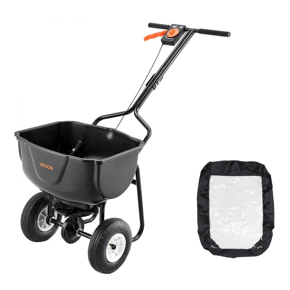 Rozsiewacz o udźwigu 27 kg, rozsiewacz nawozów, rozsiewacz nasion, szerokość rozsiewu 0-3 m, rozsiewacz odśrodkowy z ogumieniem pneumatycznym 20 cm, jako pomoc w siewie lub wózek nawozowy