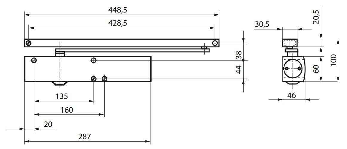 Ferme-porte GEZE TS 5000 argent avec rail 27333 68221