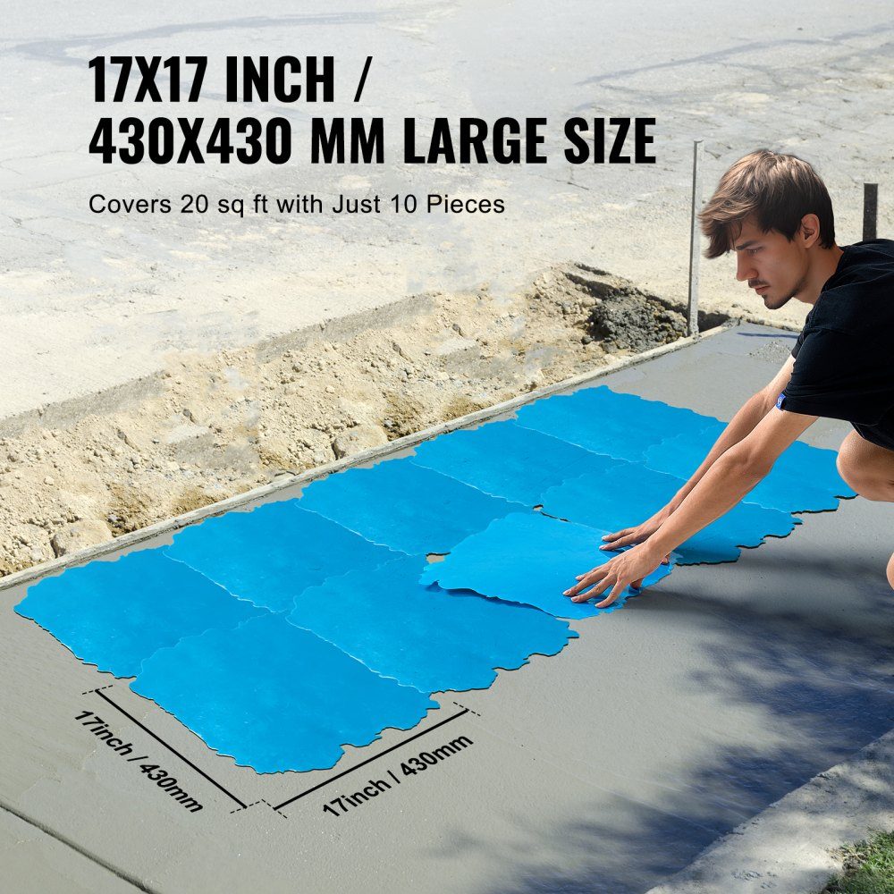 Concrete Stamping Mat 18" x 18" Concrete Textured Skin Polyurethane Stamp Stone Tiles Textured Mat Slate Floor Imprint Seamless Stamp Outdoor Concrete Molds Decorative Blue