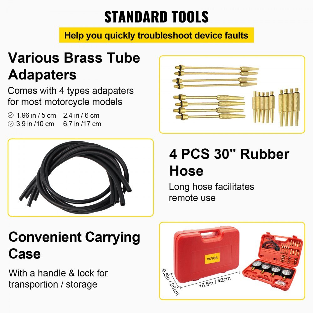 Ergaser Synchronizer Fuel Vacuum Carburetor B100132, Synchronous Carburetor Pressure Gauges 50 x 30 x 15 cm, Synchronous Carburetor Synchronizer Set, Fuel Vacuum Carburettor