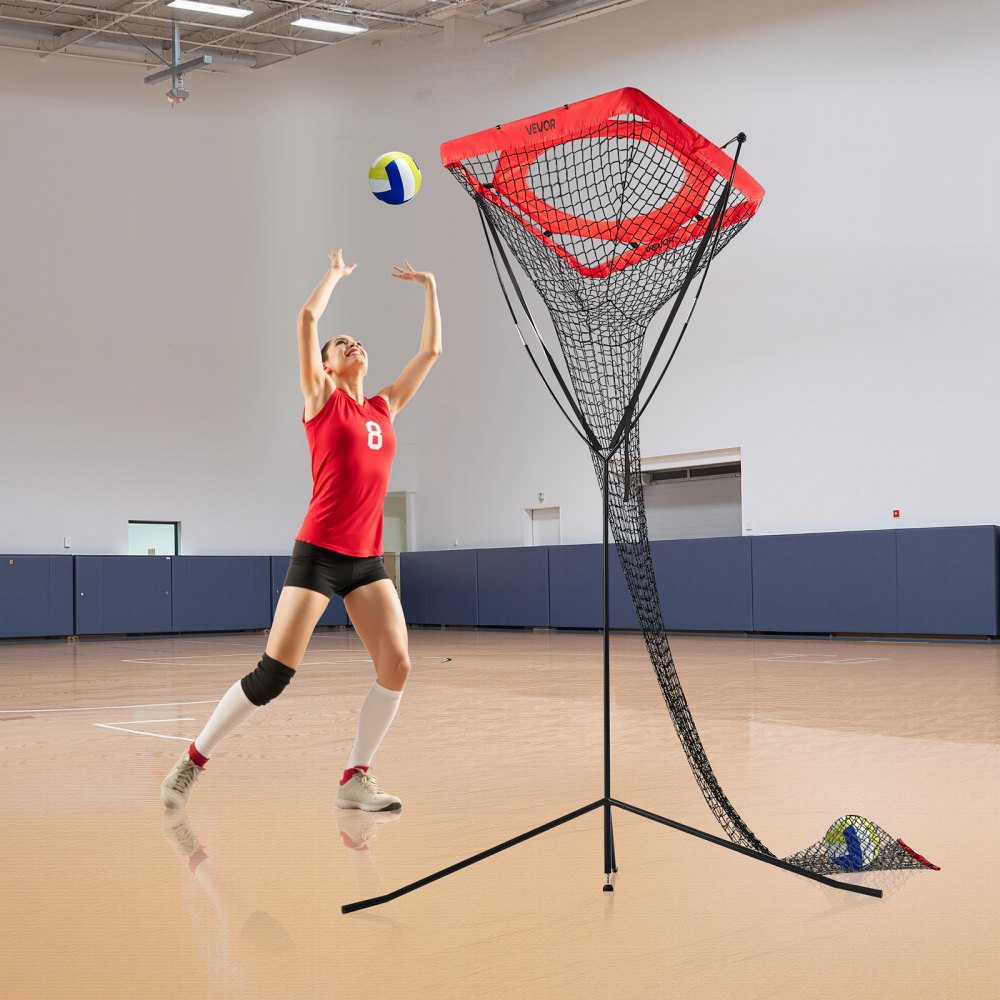 Volleyball trainer net training device, angle and height adjustable volleyball trainer, portable practice net with steel base, carrying bag, target net for hitting and smashing Volleyball trainer net training device, angle and height adjustable volleyball trainer, portable practice net with steel base, carrying bag, target net for hitting and smashing