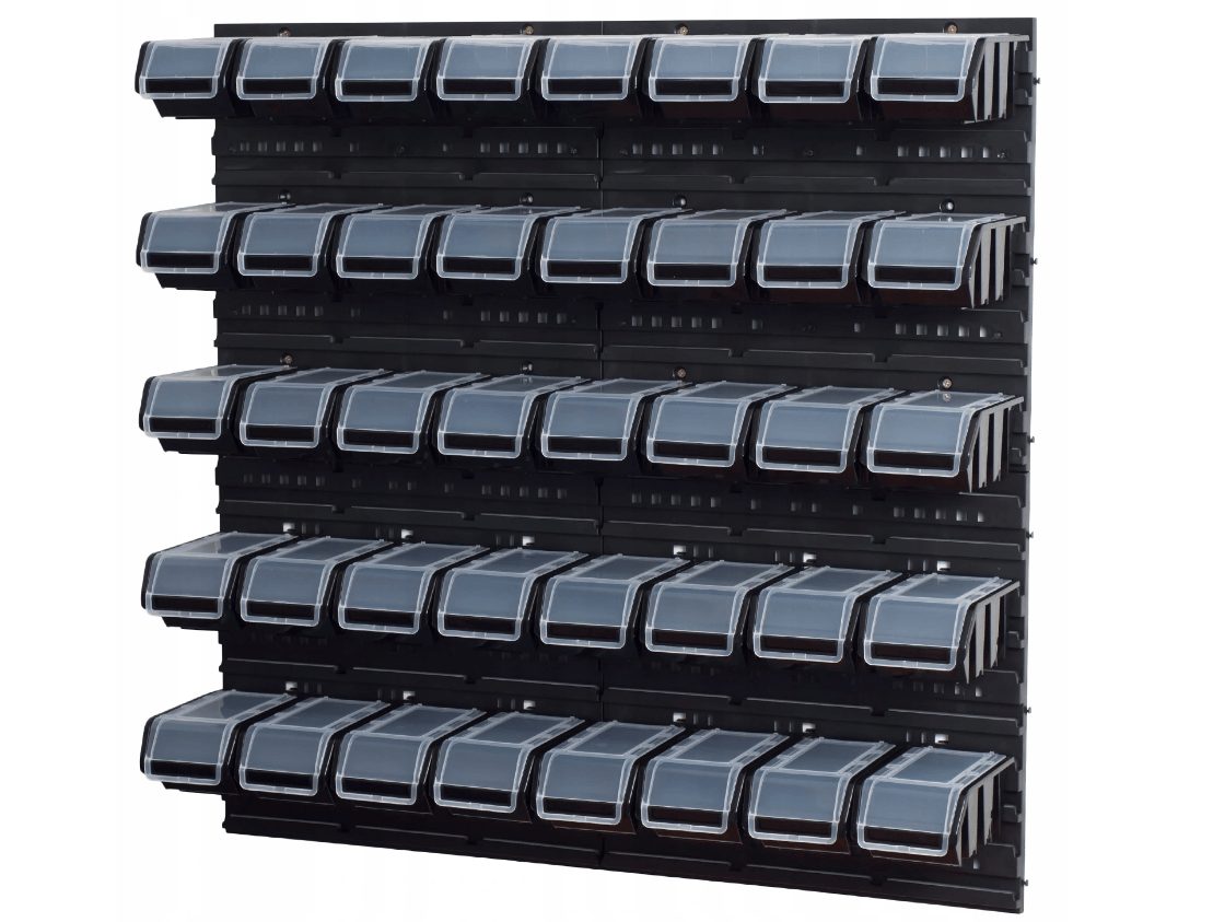 #NIEUW# Werkplaatsrek gereedschapswand bekleed met 40 bakken 772x780mm