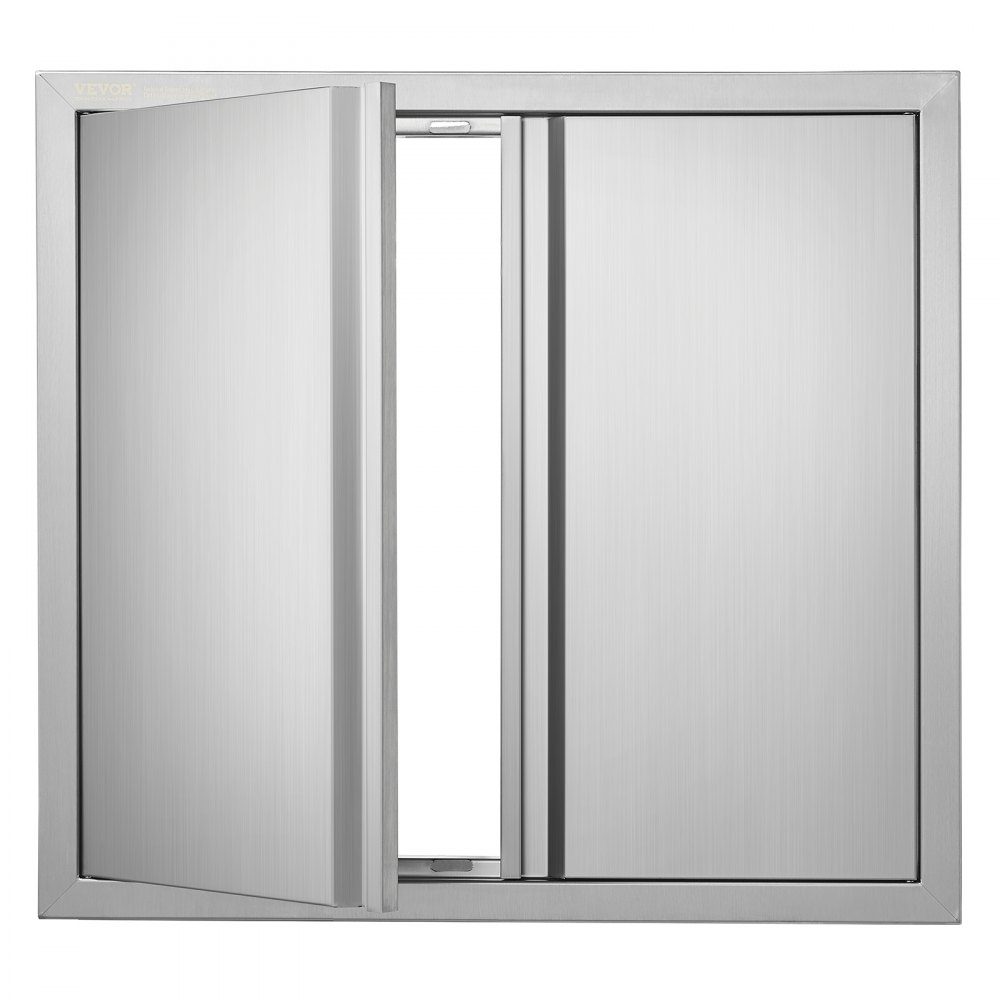 Porte d'accès au gril 660x610mm Double porte de cuisine extérieure encastrée en acier inoxydable, porte murale verticale avec poignées rétractables pour Grill Island Grill Station armoire extérieure