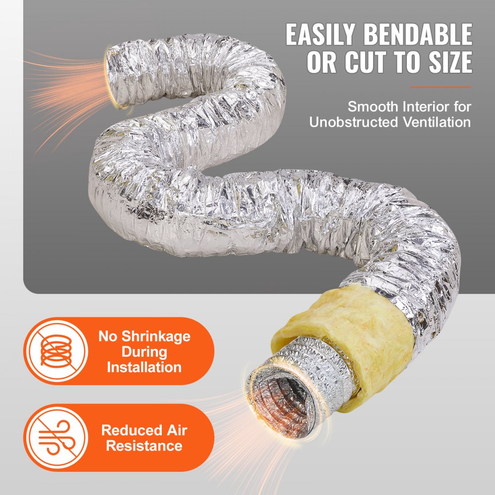 Aluminum Flex Hose 7620mm Long Ventilation Hose Φ158mm Aluminum Flex Pipe Air Duct R-4.2 Thermal Resistance Value 25mm Pipe Thickness Aluminum Pipe Hose Owens Corning Insulation Wool Air Ducts Aluminum Flex Hose 7620mm Long Ventilation Hose Φ158mm Aluminum Flex Pipe Air Duct R-4.2 Thermal Resistance Value 25mm Pipe Thickness Aluminum Pipe Hose Owens Corning Insulation Wool Air Ducts