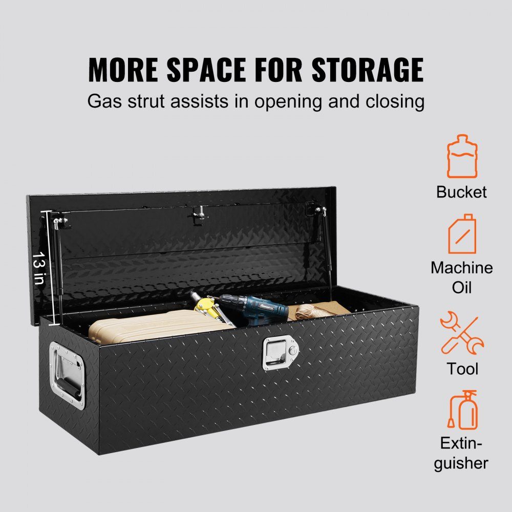 990 x 330 x 254mm Truck Bed Tool Box Lockable 83L Truck Box Tool Box Storage Tool Box 39kg Load Tool Box Organizer for RV Car Black