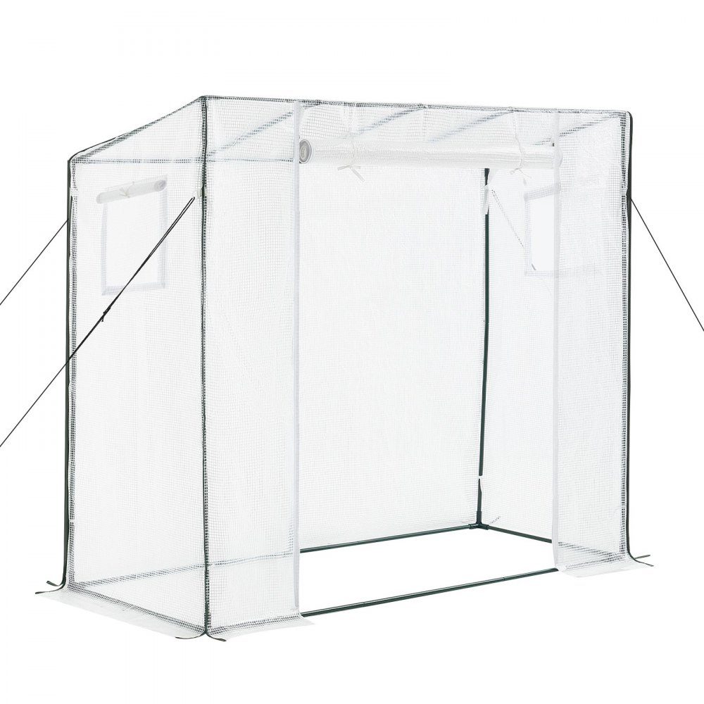 Greenhouse 195x77x146/168 cm, film greenhouse, tomato house with powder-coated steel frame, PE cover, roll-up zipper door & 2 windows, greenhouse for outdoor use