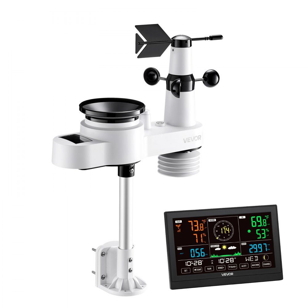 5 in 1 WiFi Weather Station, 7.5" VA Display, Solar Powered Outdoor Sensor, Weather Center for Weather Forecast, Wind Speed, Wind Direction, Temperature, Humidity, Precipitation