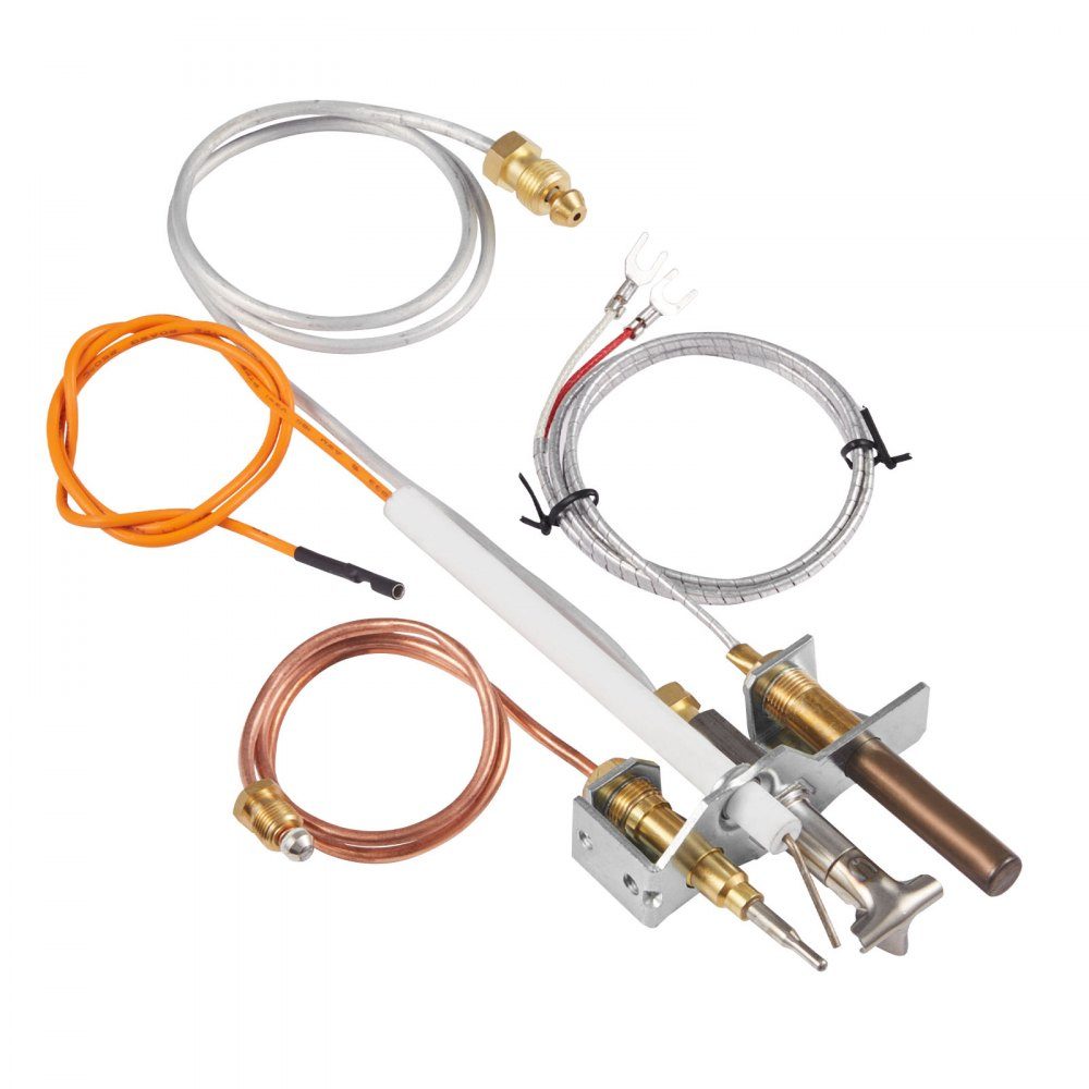 Natural Gas Pilot Burner Assembly, OE 4021-732, 25660 Fireplace Gas Pilot Flame Replacement for Natural Gas Ignition with Ignition Tube, Thermocouple, Thermopile, Wires, Compatible with Heater Models