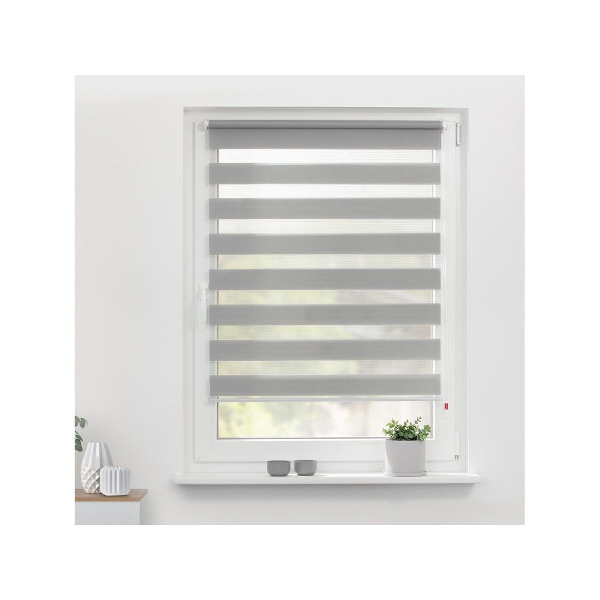 LICHTBLICK Duo Store enrouleur Klemmfix, sans perçage, à partir de 45 x 150 cm (gris, 50 x 150 cm)