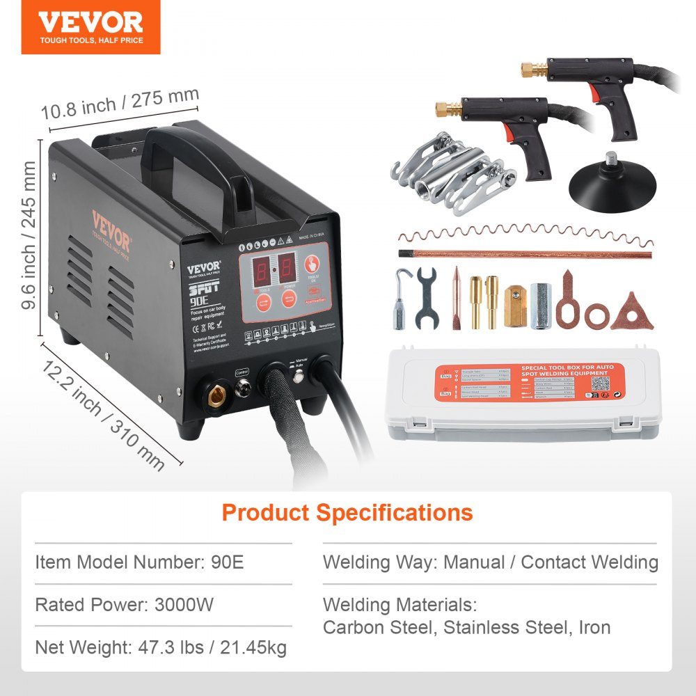 Dent Spotter 3kW Dent Repair Kit with 2 Welding Guns, Automatic/Manual Welding and 7 Modes, Spot Welder for Body Dent Repair, Dent Puller for Cars and Trucks