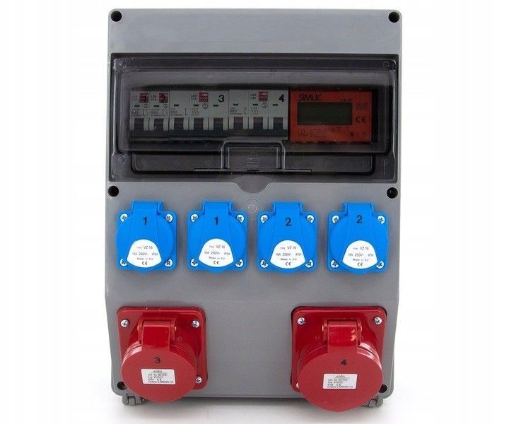 Elektrischer Wandverteiler 1x 16A / 1x 32A / 4x230V Komplettset Baustromverteiler mit digitalen Zählern