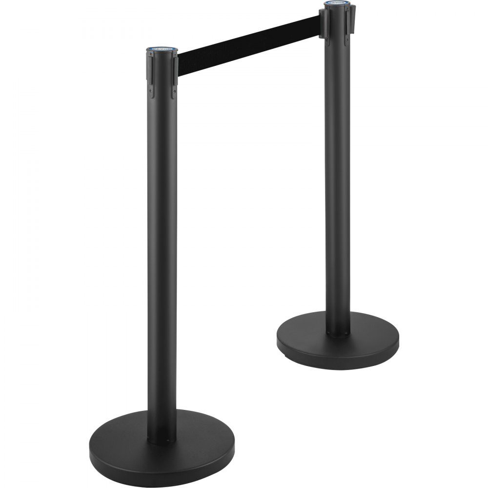 8 x Absperrpfosten aus Eisen und Stahl, Kunststoffpfosten mit Adapter, Pollerkette, Absperrkette, Absperrung schwarz in Theatern, Hotels, Personenleitsystem, Absperrständer 90 cm Gesamthöhe