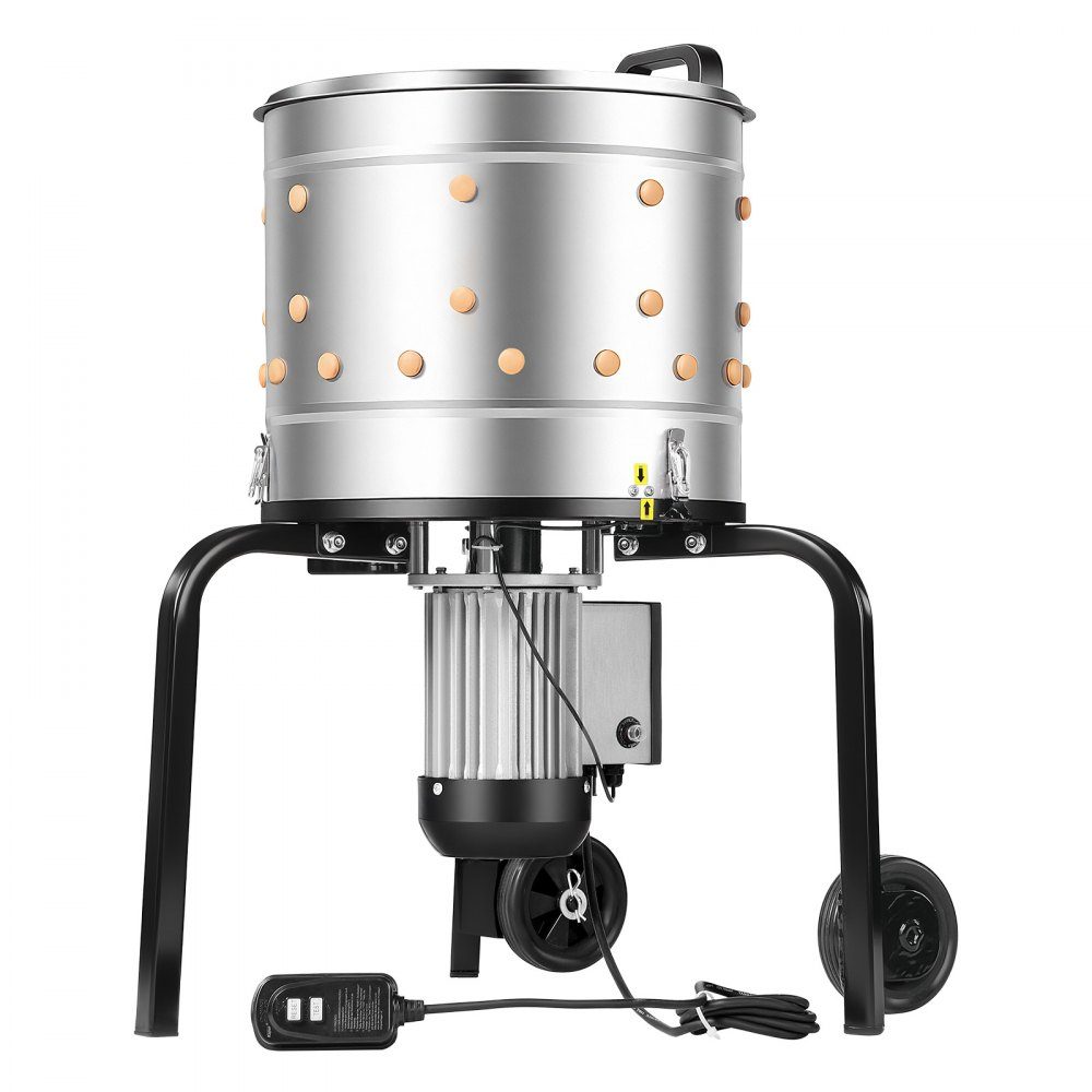 Poultry Plucking Machine, 400mm Drum, 500W, 230RPM, Electric Plucking Machine with 114 Soft Fingers and Transport Wheels, Stainless Steel Feather Remover for Processing 1-2 Chickens