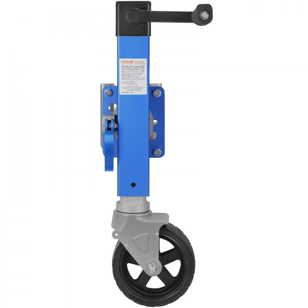 Cric de remorque avec roue, support de remorque de 725 kg, cric de remorque de bateau pivotant en PP à roue unique, moyeu de 254 mm, remorque de voyage boulonnée avec poignée pour camping-car, bateau, remorque à chevaux, remorque utilitaire