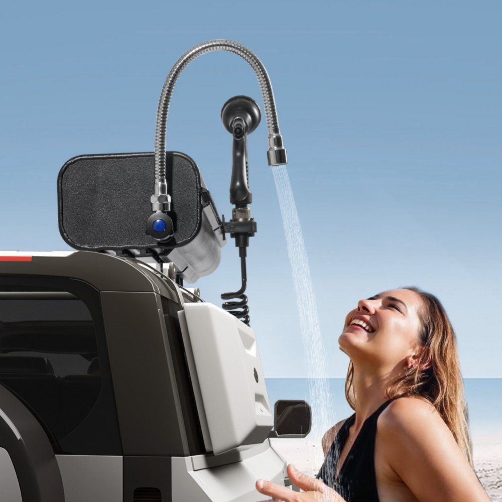 Dakdrager watertank wateropslag voor voertuigen 15L met 2 spatplaten en T-gleuf, aluminium tank met hogedrukaansluiting, voor kofferbak dwarsbalk rolbeugel