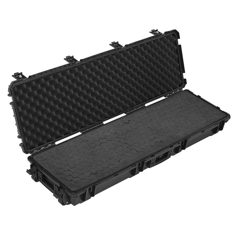 Waffenkoffer mit Hartschale für Langwaffen, abschließbarer Waffenkoffer mit herausnehmbarem XPE-Schaum, Langwaffenkoffer, Waffenaufbewahrung, rollbar, IP67 wasserdicht, 134,1 x 42,5 x 18 cm schwarz