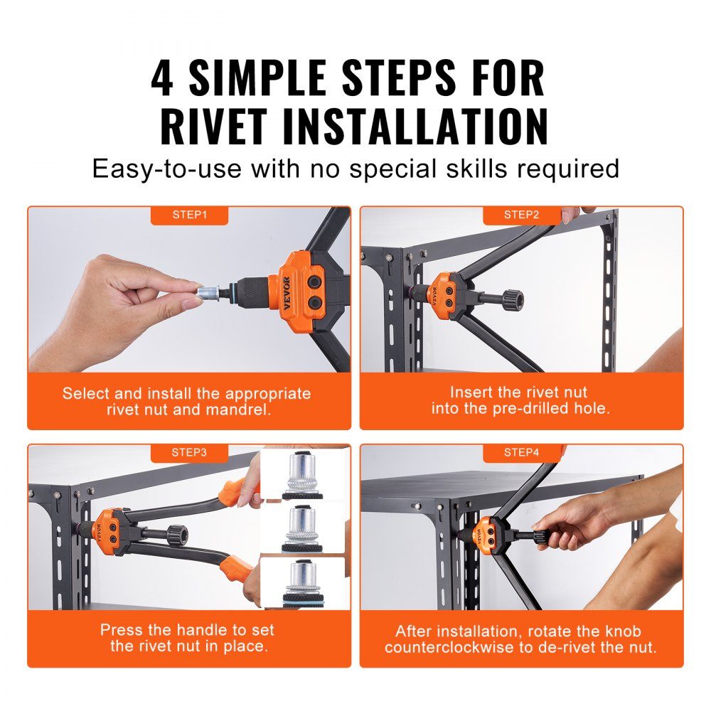 Rivet nut pliers set blind rivet nut pliers 410 mm, rivet pliers 13 sets of nuts and thorns, rivet nut tool M3 M4 M5 M6 M8 M10 M12 professional hand rivet pliers, riveting machine thread rivets