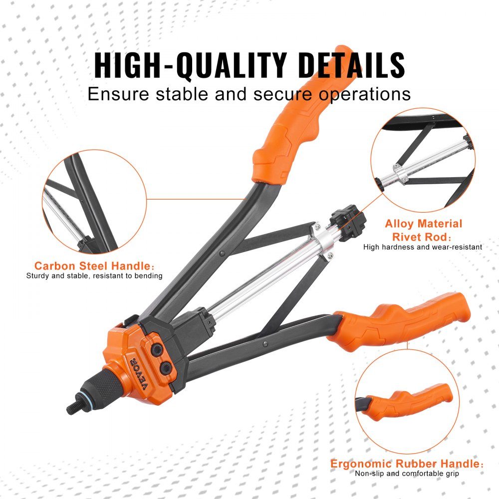 Rivet nut pliers set blind rivet nut pliers 410 mm, rivet pliers 13 sets of nuts and mandrels, rivet nut tool M3 M4 M5 M6 M8 M10 M12 professional hand rivet pliers, riveting machine threaded nut rivets