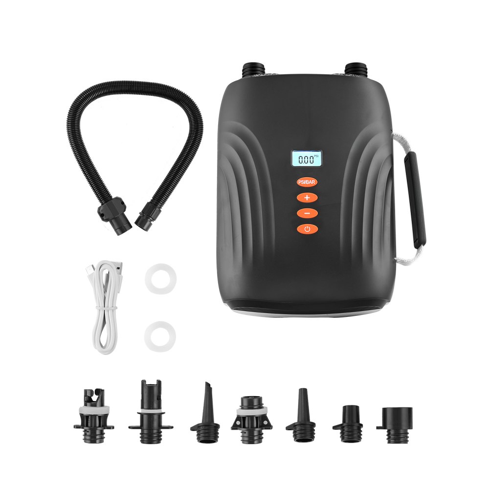 Paddleboard-Pumpe (20 PSI), wiederaufladbarer Akku, zweistufige elektrische SUP-Luftpumpe mit automatischer Abschaltung und 12-V-DC-Autostart, Aufpumpen und Entleeren, ideal für Schlauchboote