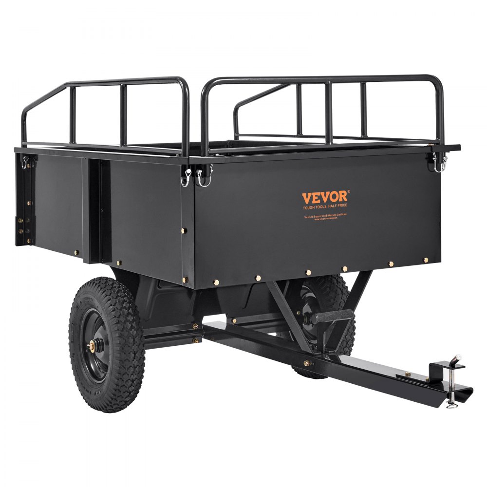 340kg Heavy Duty Lawn Tractor Dump Trailer, Tilt Bed Trailer Hitch, Folding Side Panel Trailer, Black ATV UTV Dump Trailer 340kg Heavy Duty Lawn Tractor Dump Trailer, Tilt Bed Trailer Hitch, Folding Side Panel Trailer, Black ATV UTV Dump Trailer