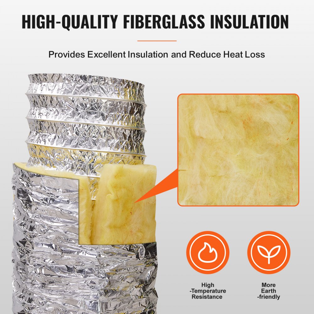 Aluminum Flex Hose 7620mm Long Ventilation Hose Φ158mm Aluminum Flex Pipe Air Duct R-4.2 Thermal Resistance Value 25mm Pipe Thickness Aluminum Pipe Hose Owens Corning Insulation Wool Air Ducts Aluminum Flex Hose 7620mm Long Ventilation Hose Φ158mm Aluminum Flex Pipe Air Duct R-4.2 Thermal Resistance Value 25mm Pipe Thickness Aluminum Pipe Hose Owens Corning Insulation Wool Air Ducts