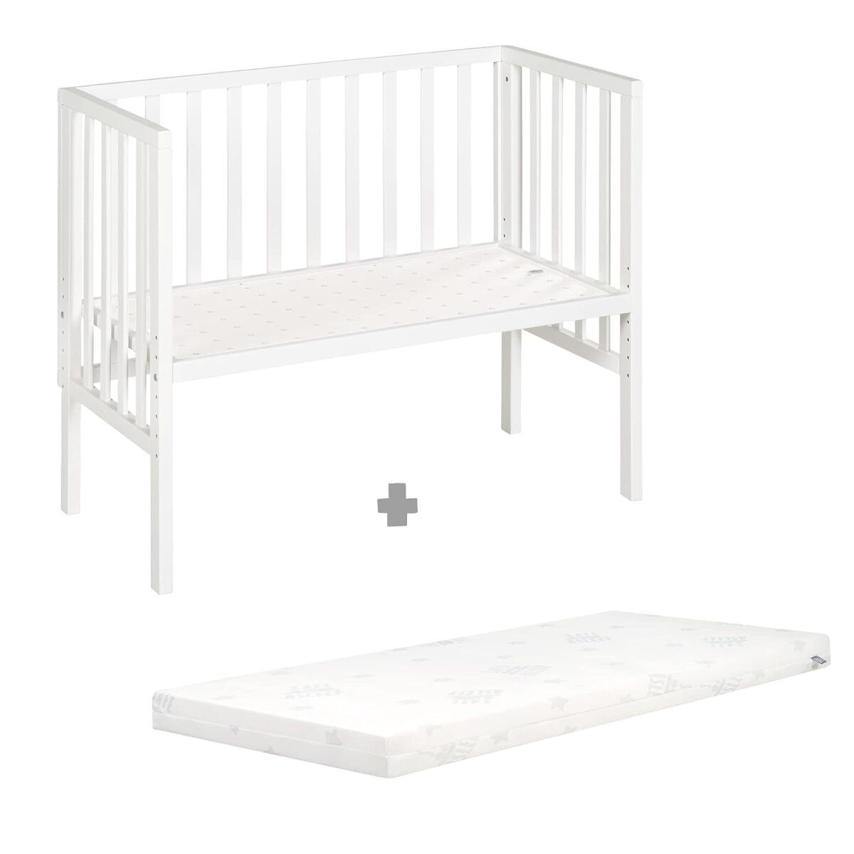 Łóżko boczne roba 'safe Sleeping®', 2w1 z barierką, drewno/biały