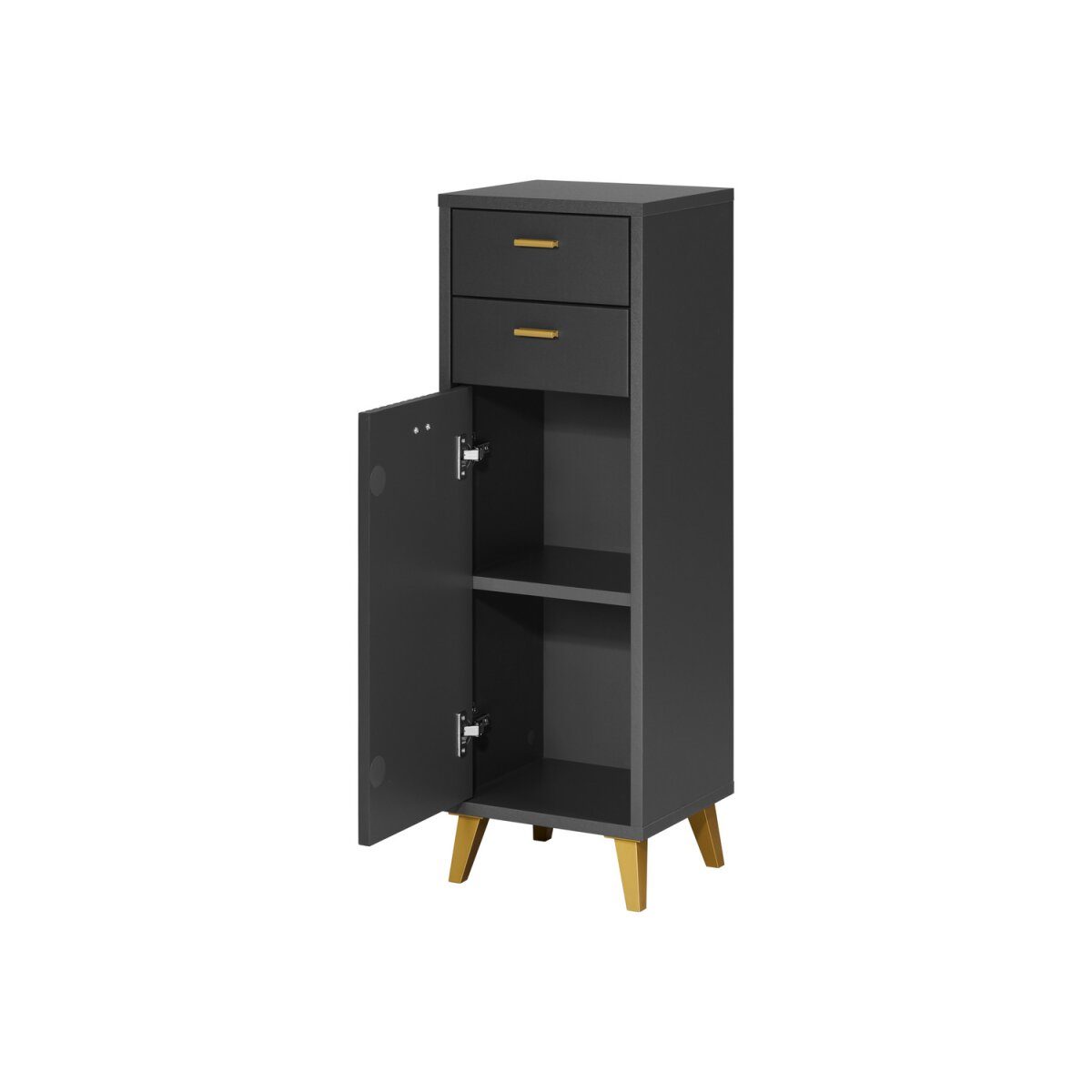 LIVARNO home Bad-Seitenschrank, mit Wellenoptik, schwarz