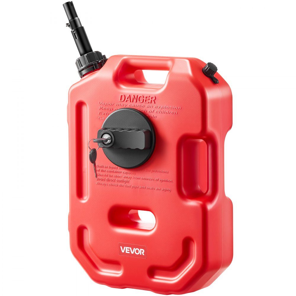 Fuel Can 10L Petrol Can with Spout and Lockable Holder Maximum Flow Rate 15L/min Liquid Container for Most Cars Motorcycles ATVs and UTVs Red