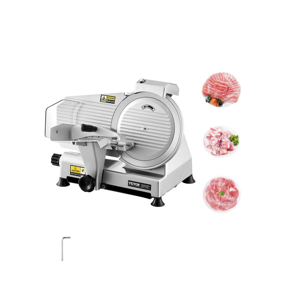 Commerciële vleessnijmachine, 180 W vriezer vleessnijder met premium mes, 0-10 mm verstelbare dikte, elektrische delicatessensnijder voor vlees, groente, brood, kaas