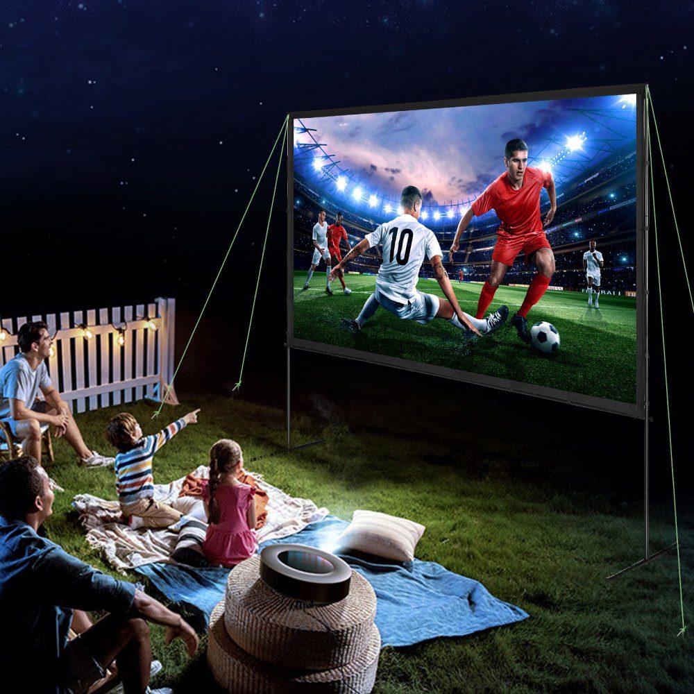 Projection Projector Screen with Stand, 120" HD 4K Outdoor Indoor Projector Screen, Quick Fold Portable Movie Screen 16:9 for Home Theater, Camping, Casual Events, etc. Black
