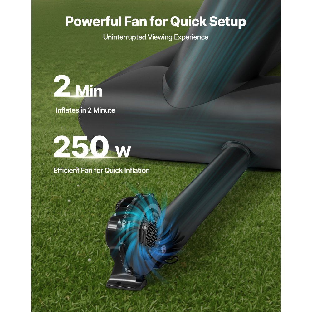 Inflatable Movie Screen, 600D Projector Screen, Projection Screen with Portable Storage Bag, 16:9 Movie Projection for Home Theater Theme Party, Pool Fun (413x200x330cm)