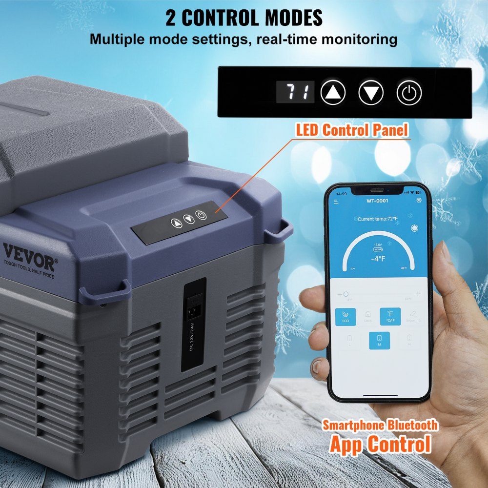 Car Refrigerator, 12V Car Fridge, Portable 12L Single Zone Freezer, Adjustable Range from -4℉ to 68℉, 12/24V DC and 100-240V AC Compressor Cooler for Outdoor, Camping, RV