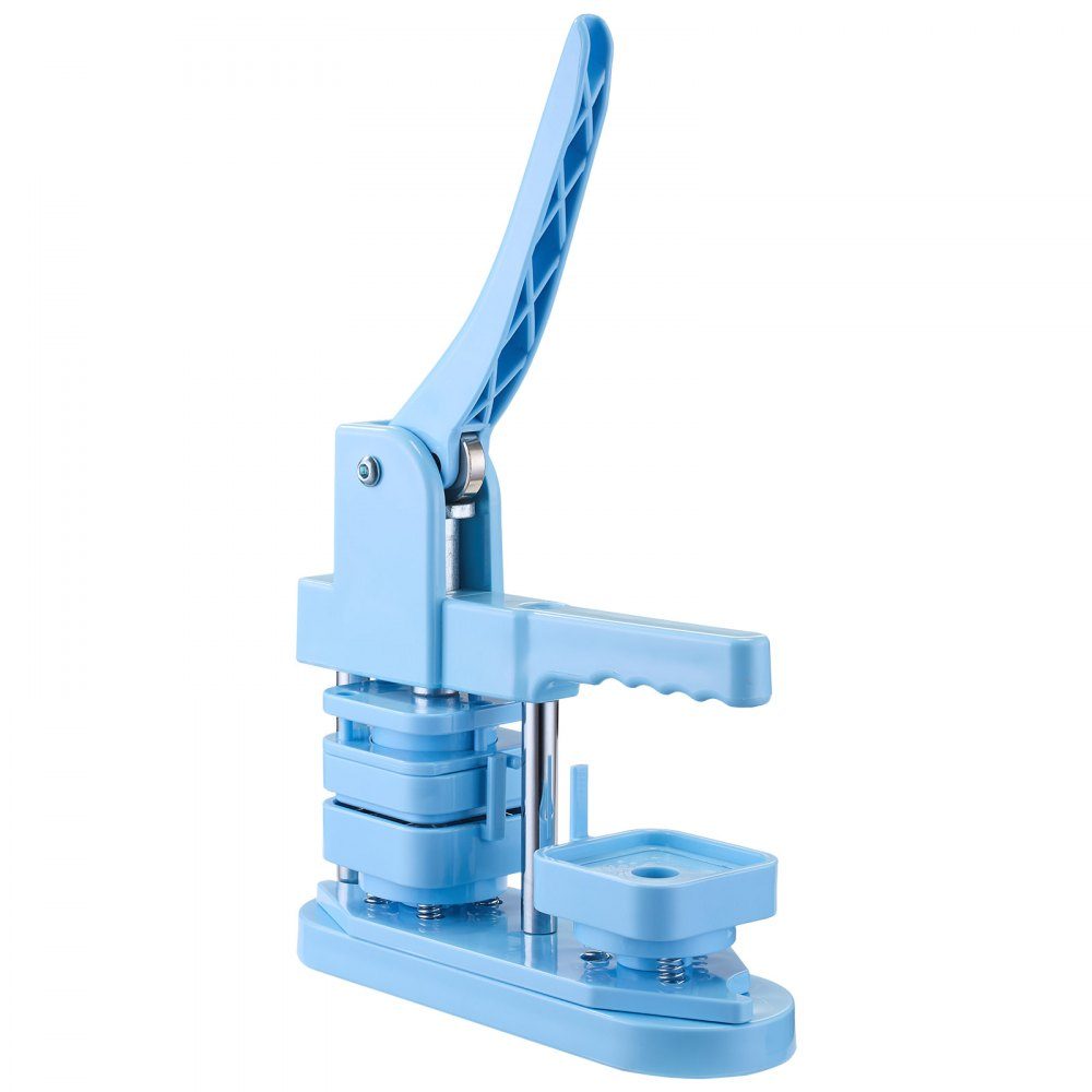 Buttonmaschine Buttonherstellungsmaschine Abzeichenstanzpresse 50 x 50 mm quadratisch, Pin Maker mit Weißblech-Vorderschalen & magnetischen Rückseiten & ergonomischem Griff, DIY Button-Pressmaschine blau