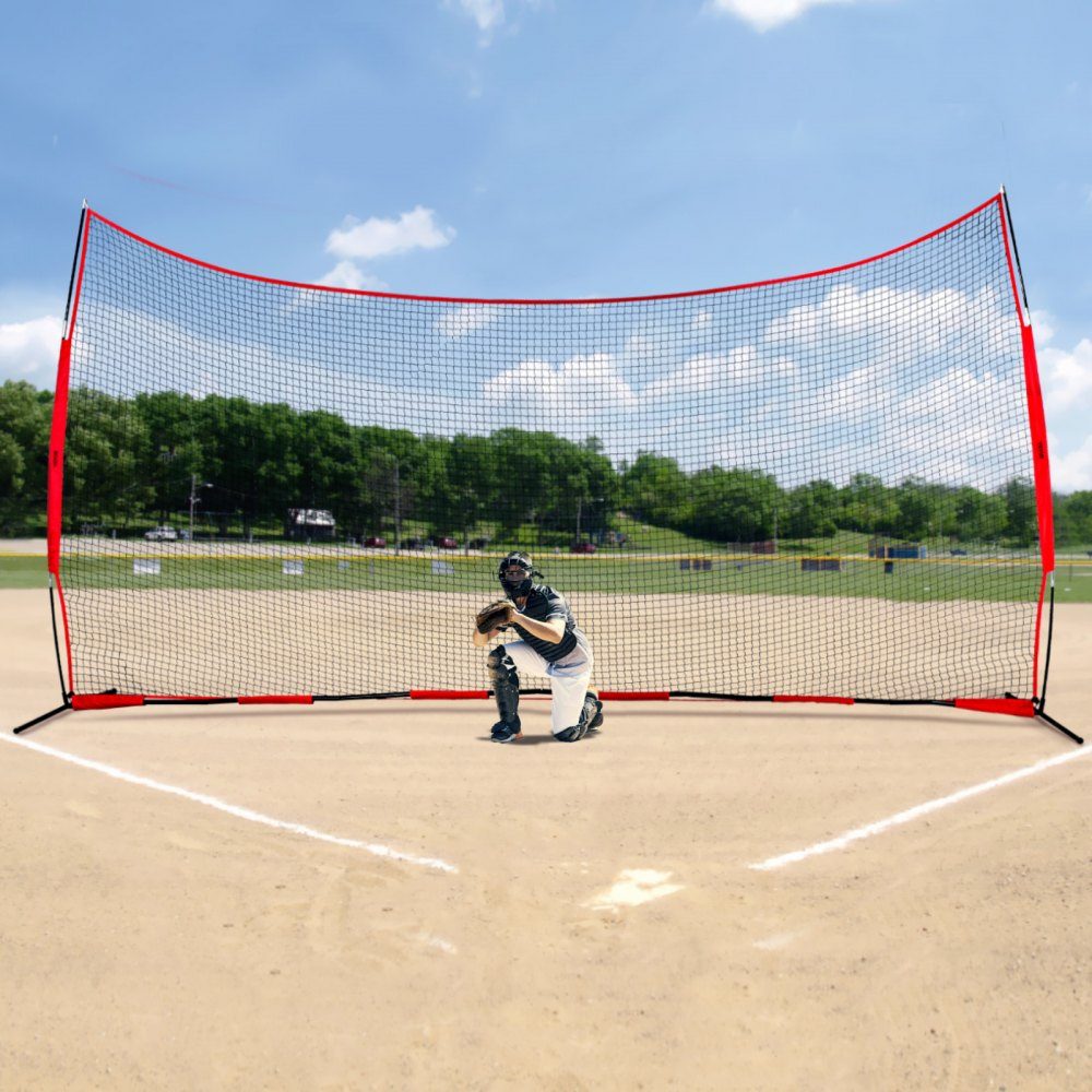 Backstop-Netz, 620 x 140 cm, Ballsport-Absperrnetz, Übungsausrüstung mit Tragetasche, Schutzschirm für Baseball, Softball, Lacrosse, Fußball- und Hockey-Training, Garten