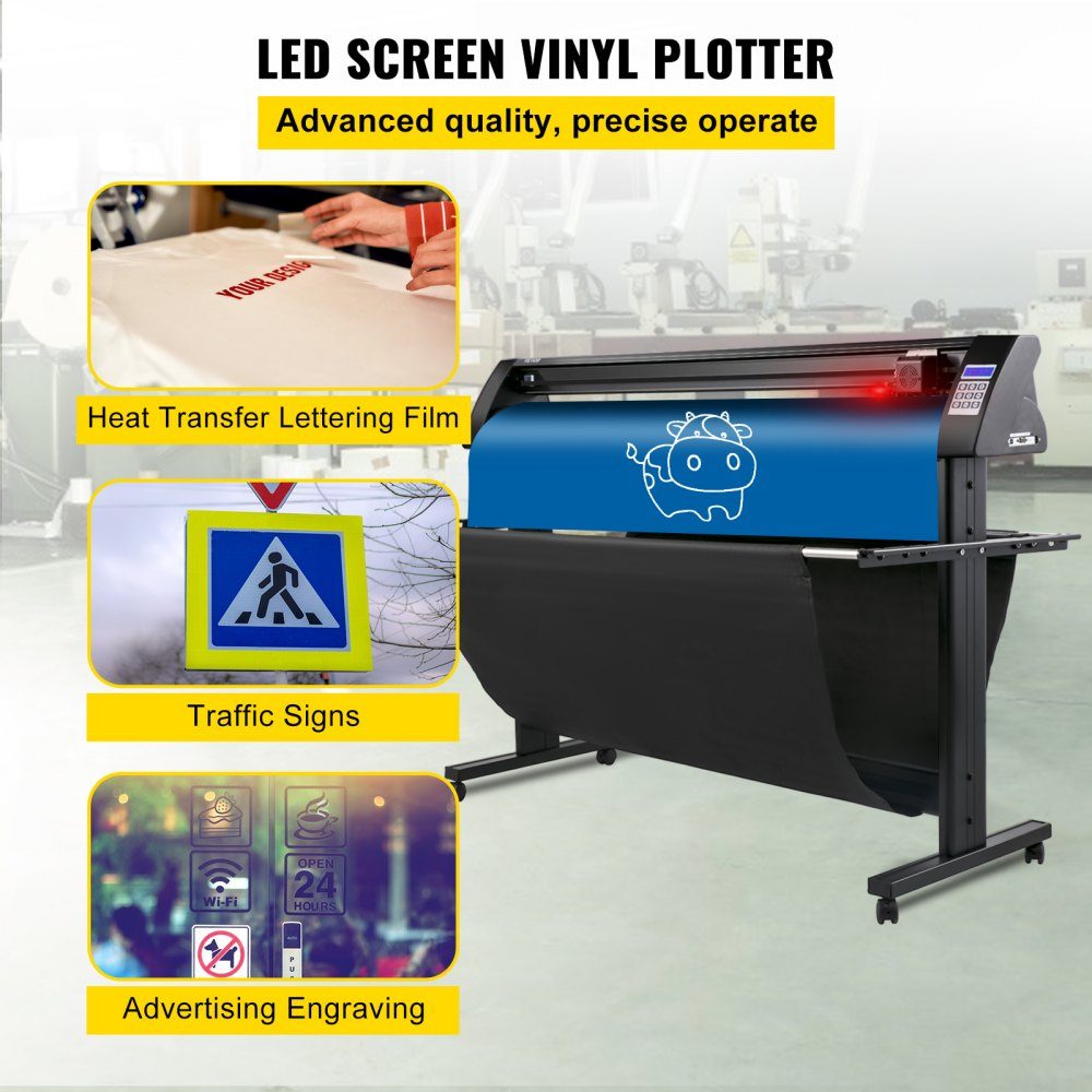 Vinyl cutting plotter Max. paper feed 1350 mm, foil cutter max. cutting width 1260 mm, plotter cutting speed 800 mm/s, semi-automatic, Signmaster, Windows compatible, LCD display