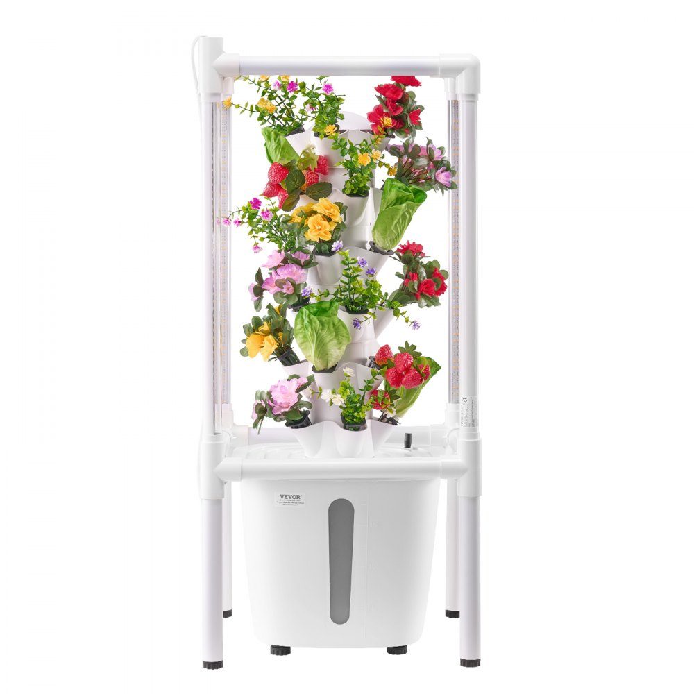 Hydrokultur-Anbausystem mit Wachstumslicht, Hydrokultur-Turm mit 30 Plätzen und 6 Ebenen, Hydronik-Garten für zu Hause mit Wasserpumpe, Pflanzenkeimungsset für Kräuter, Obst und Gemüse