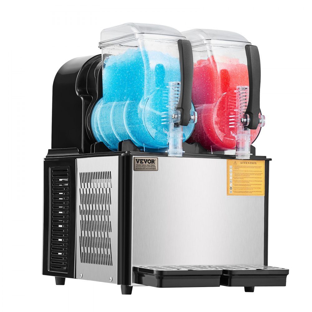 Commercial Slush Machine, 4L x 2 Double Tank Slush Ice Machine, Slushy Machine for Frozen Drinks, 32 Cup Margarita Smoothie Machine for Home, Party, Restaurant, Cafe, Bar